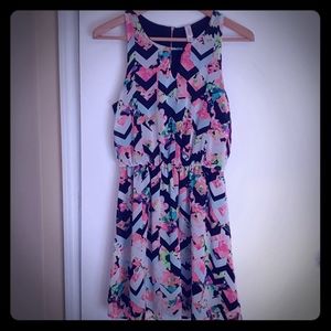 Chevron and Floral Print Dress